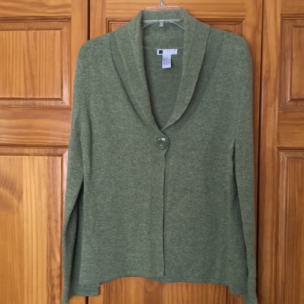 Carole Little Sage Green 1 Button Cardigan XL